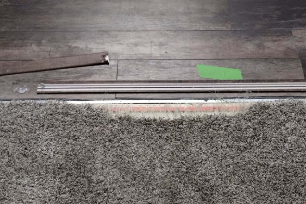 Carpet seam repair — before
