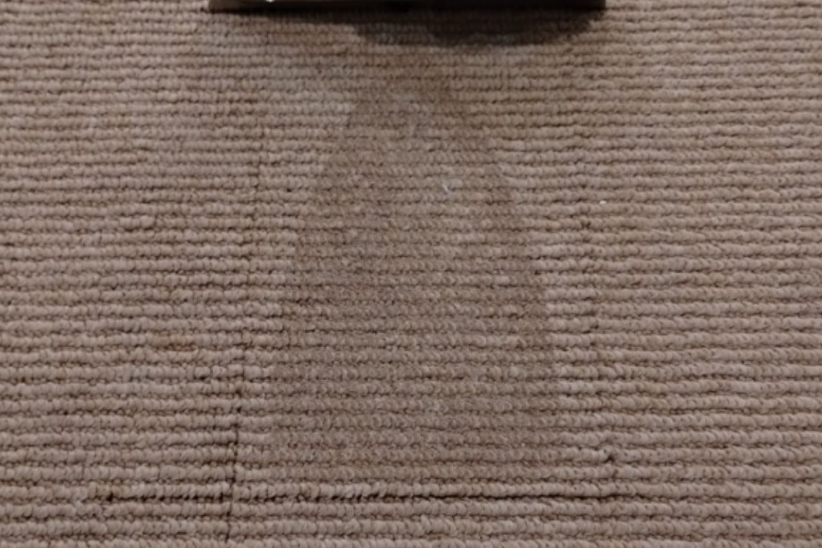 Burned carpet repair — before